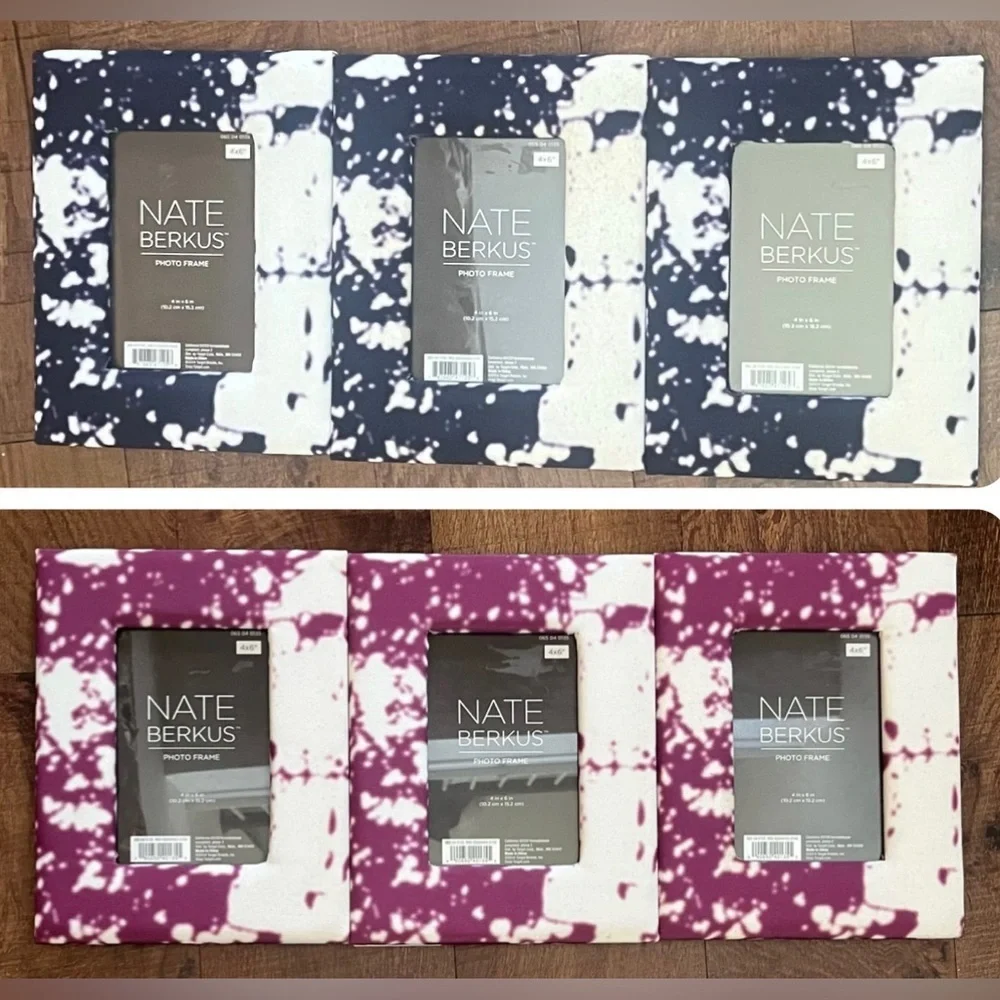 3 brand new Nate berkus quilted marble design picture frames 4”x6”